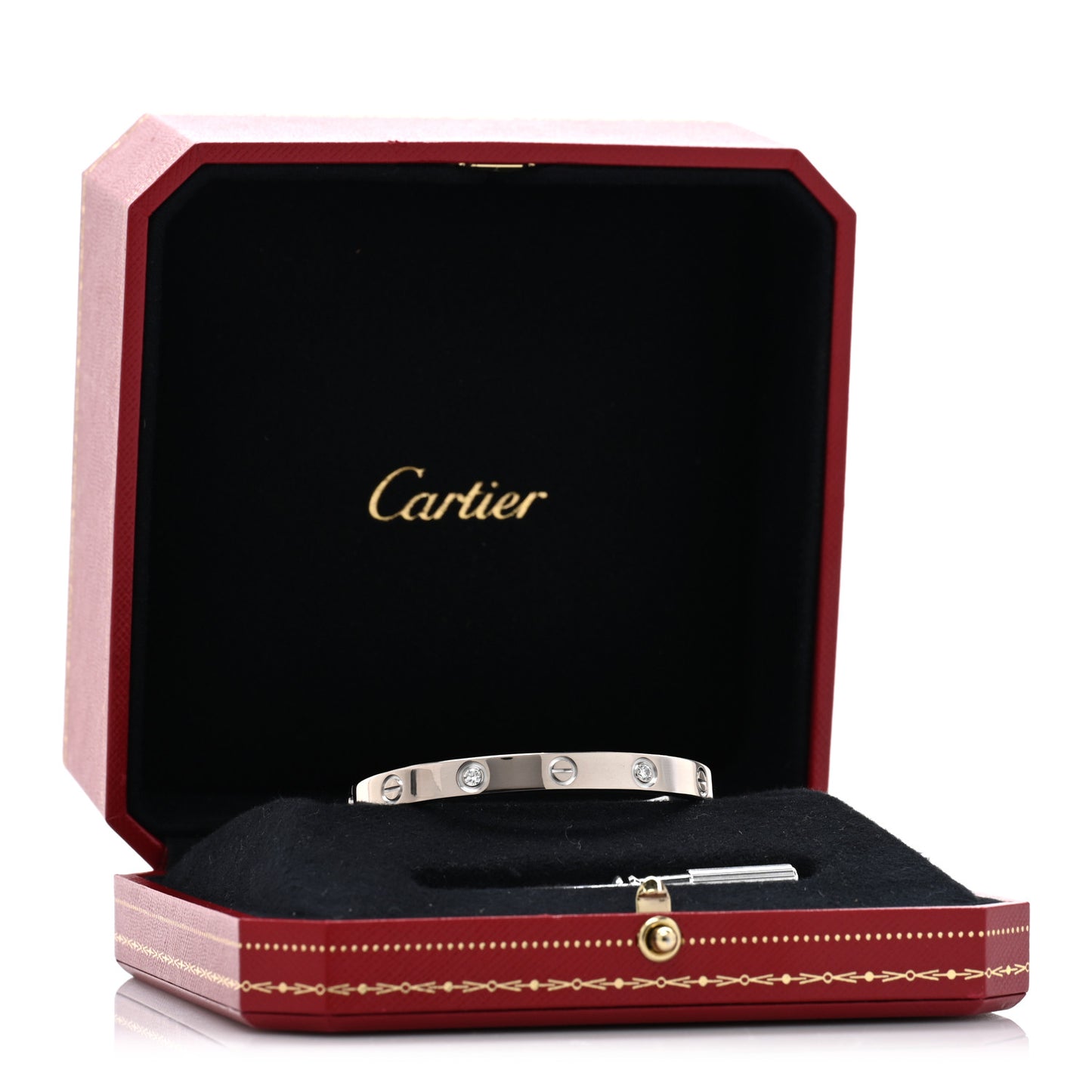 18K White Gold 4 Diamond LOVE Bracelet 16