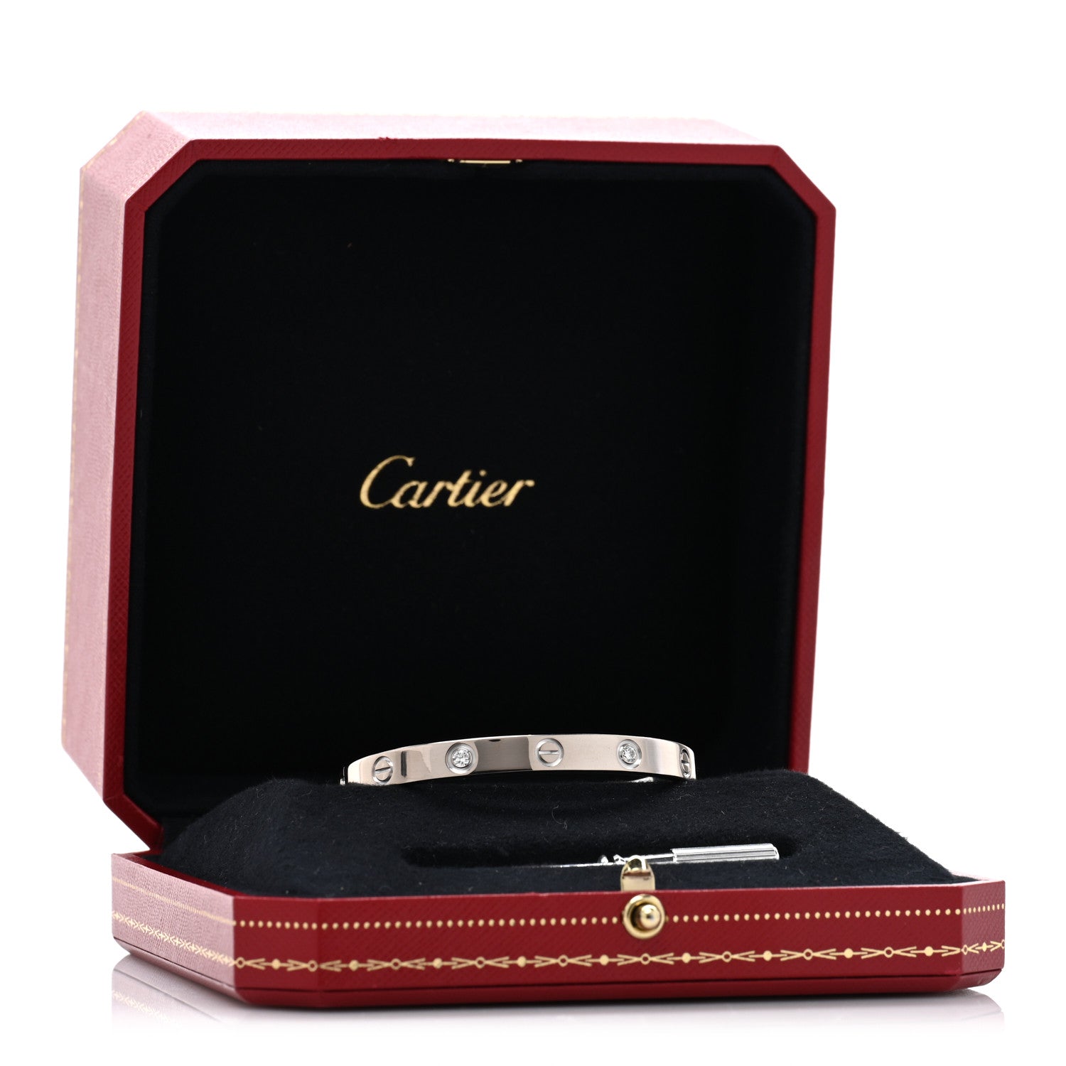 Cartier 18K White Gold 4 Diamond LOVE Bracelet 16 7 of 7