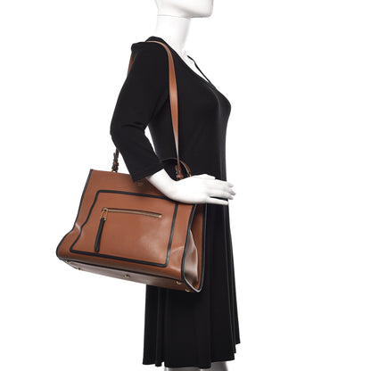 Fendi Vitello Century Opaco F is Fendi Bi-Color Regular Runaway Satchel Corteccia Black 2 of 22
