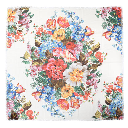Gucci Wool Josephine Square Shawl Ivory Pink 1 of 5