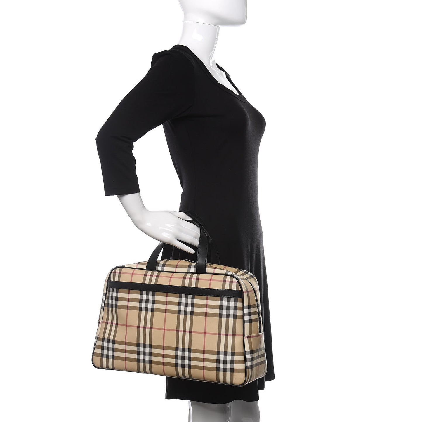 Canvas House Check Top Handle Bag Black