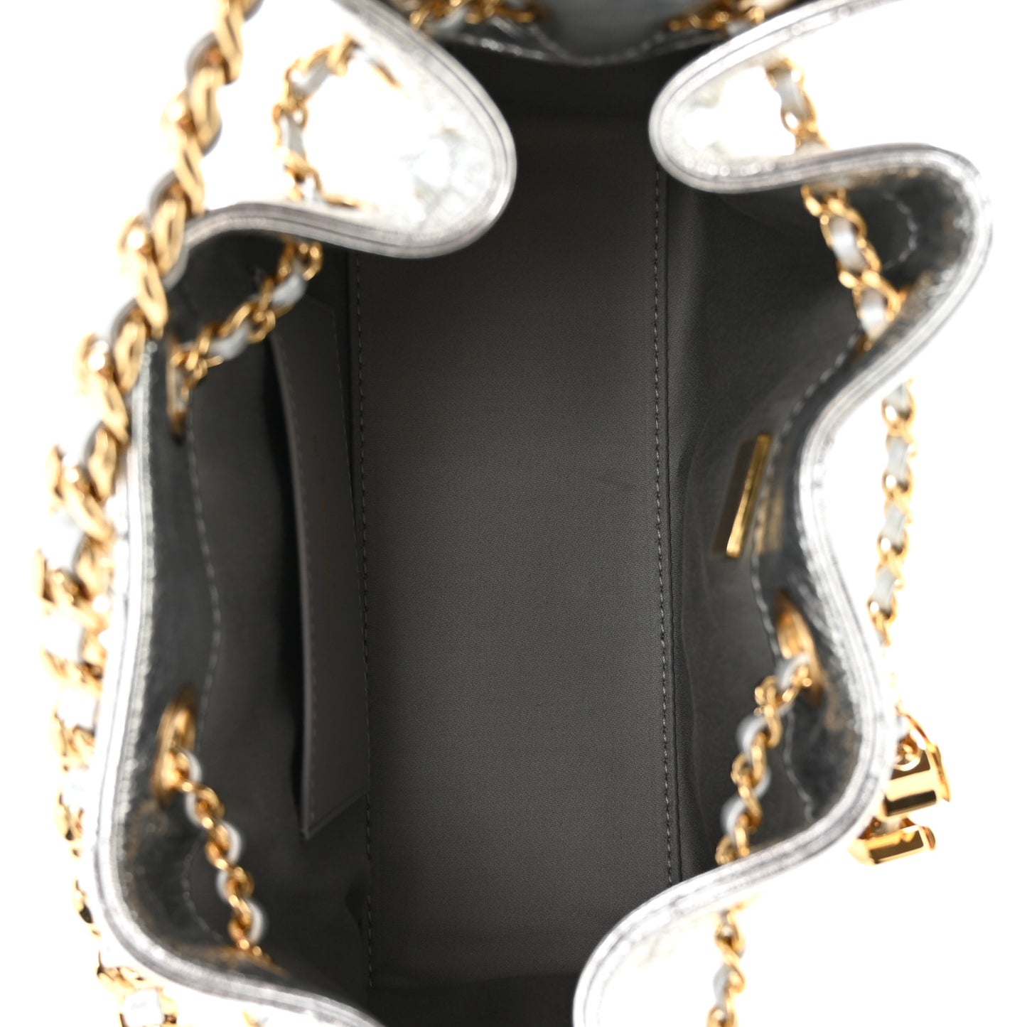 Metallic Aged Calfskin Quilted Mini Chanel 25 Handbag Silver