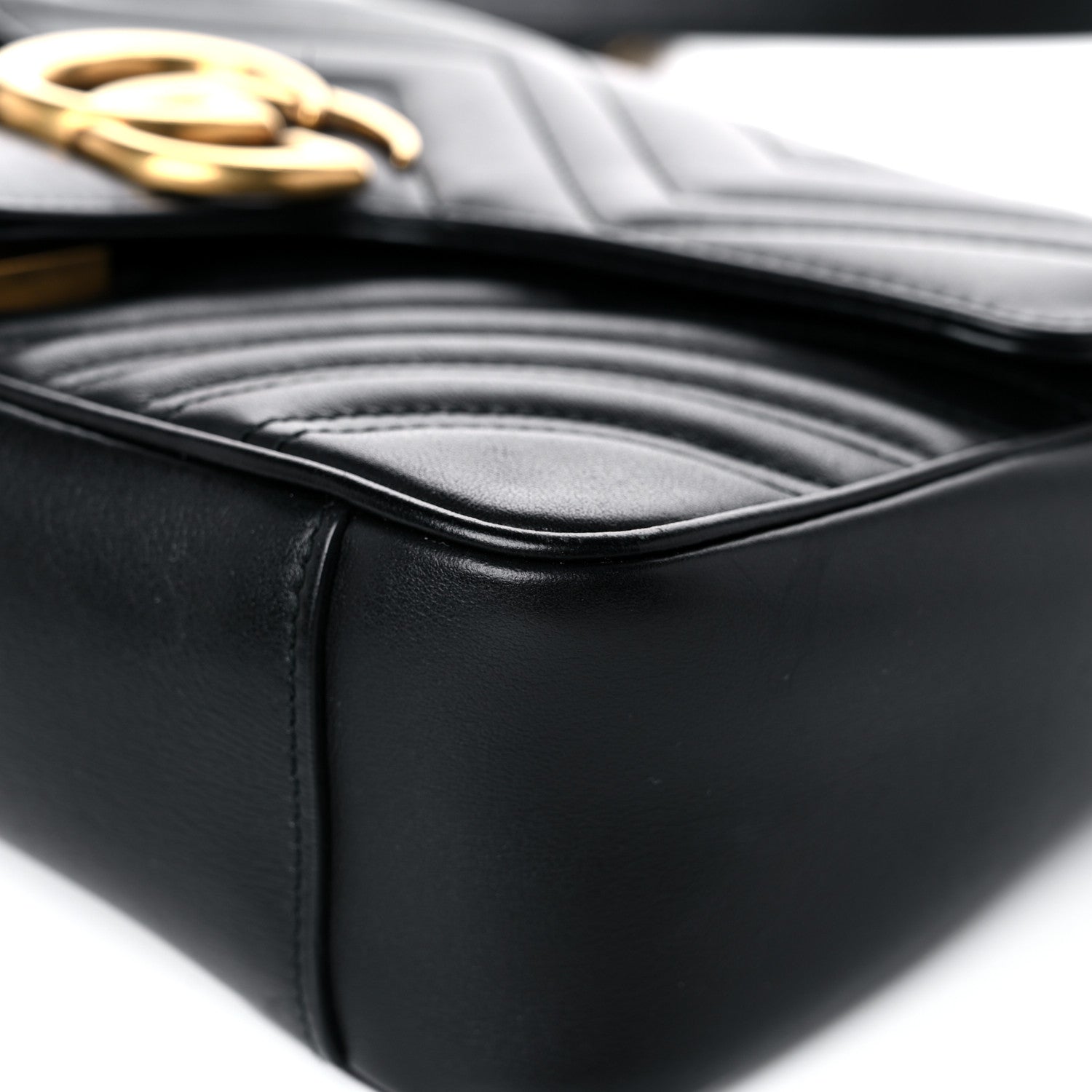 Gucci Calfskin Matelasse Small GG Marmont Shoulder Bag Black 9 of 14