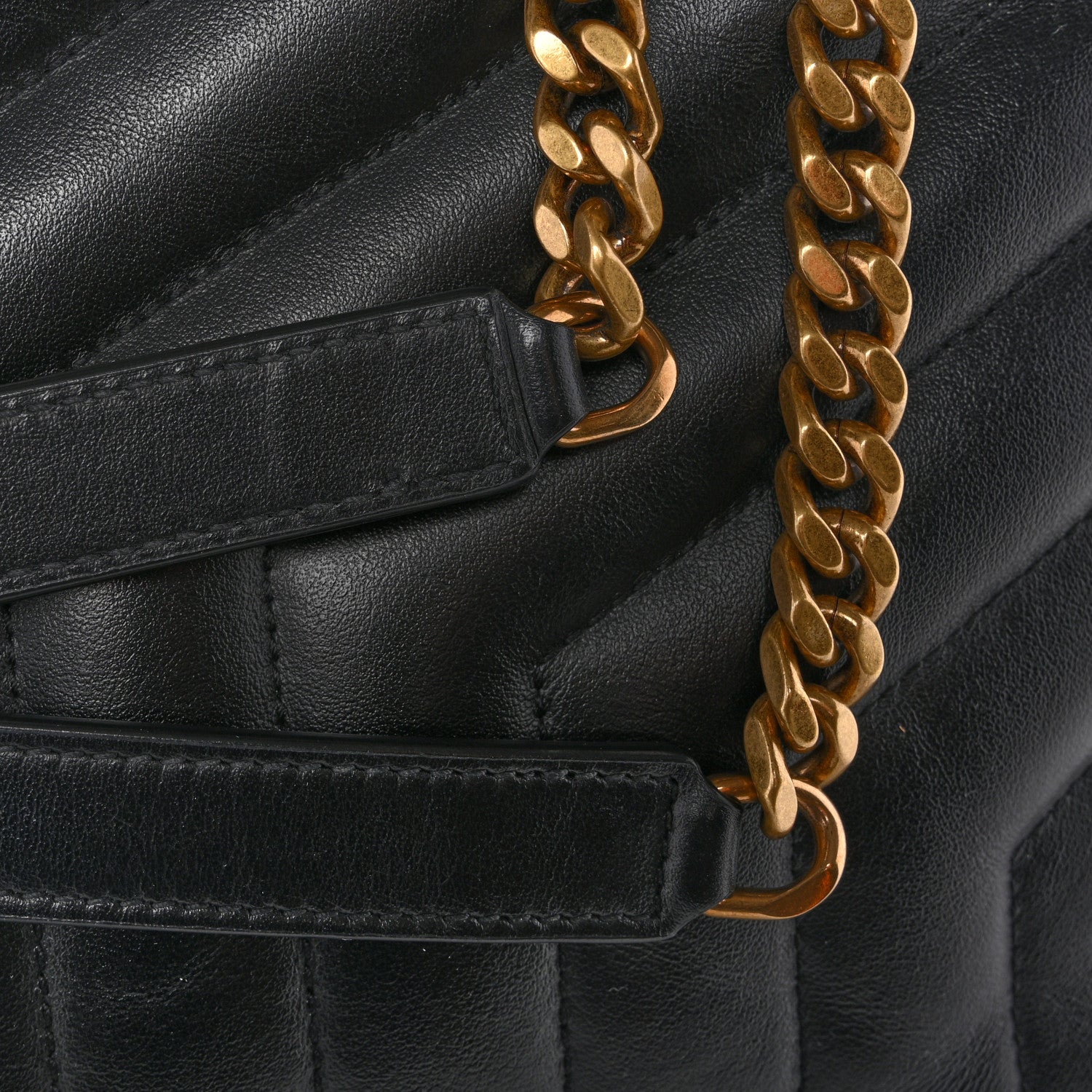 Saint Laurent Calfskin Y Quilted Monogram Large Loulou Chain Satchel Black 14 of 14