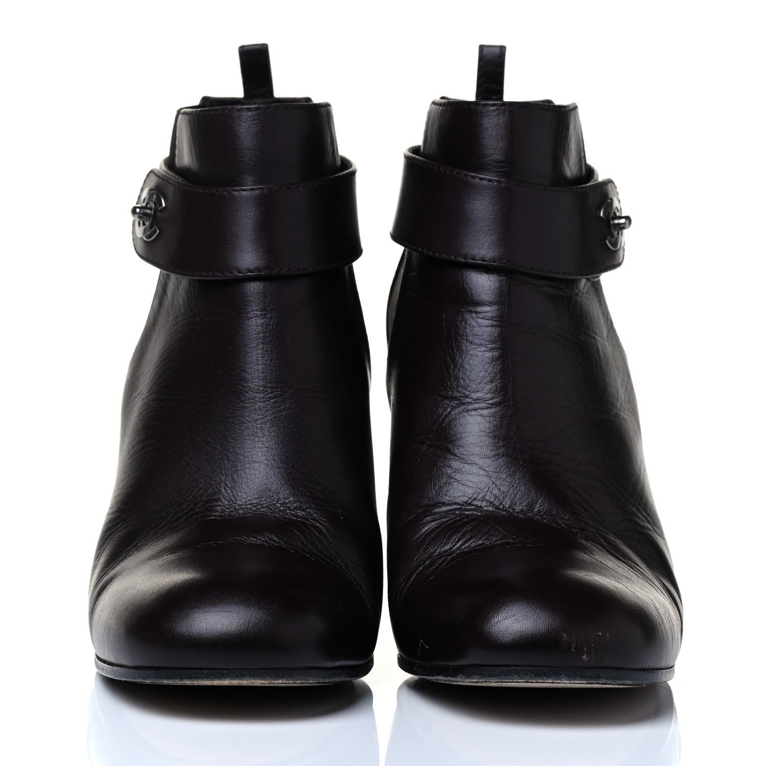 Chanel Calfskin CC Turnlock Ankle Boots 40 Brown 3 of 10