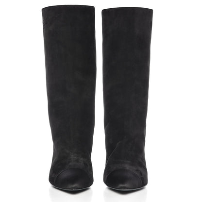 Chanel Suede Calfskin Satin Gabrielle Cap Toe Short Boots 38 Black 2 of 12