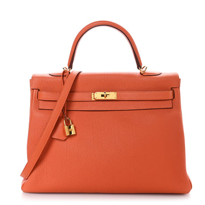 Hermes Togo Kelly Retourne 35 Orange 1 of 11