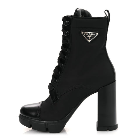 Spazzolato Re-Nylon Metal Triangle Logo 110mm Ankle Boots 36.5 Black