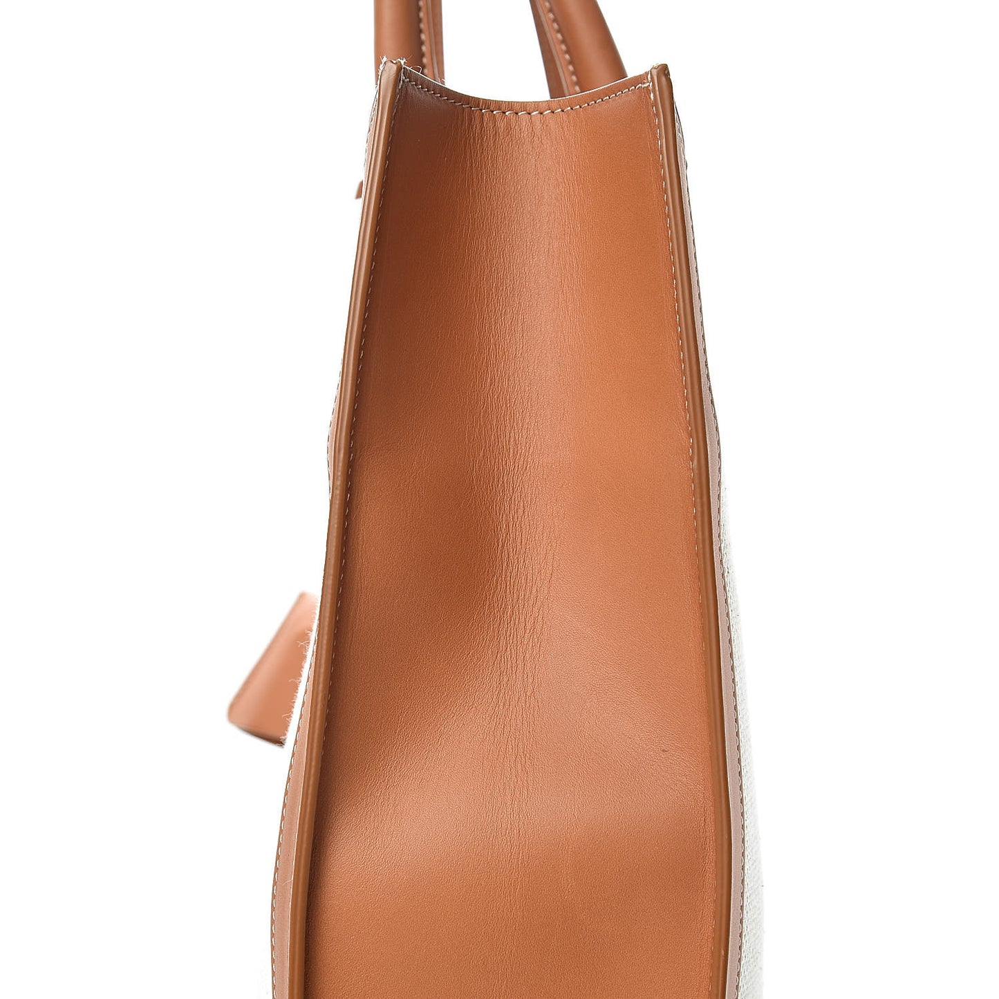 Canvas Calfskin Vertical Cabas Natural Tan