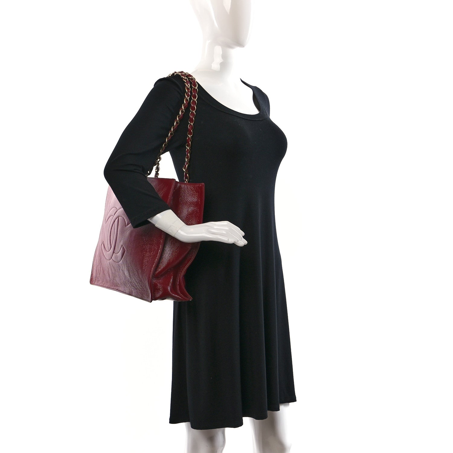 Chanel Shiny Aged Calfskin Shopping Bag Red 2 of 9
