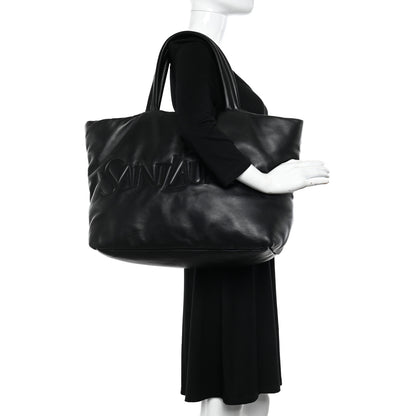 Saint Laurent Lambskin Wide Puffer Tote Black 2 of 13