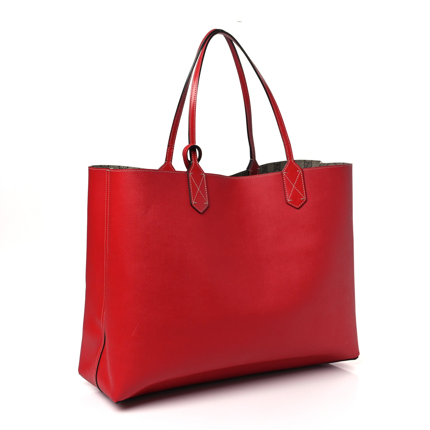 Gucci GG Supreme Monogram Large Reversible Tote Beige Red 10 of 14