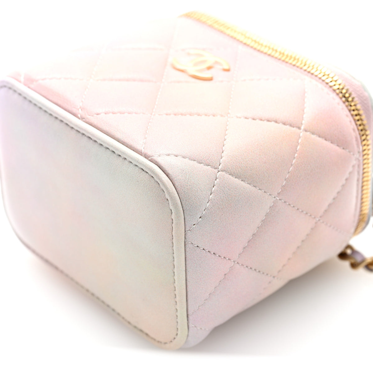 Chanel Lambskin Quilted Ombre Mini Top Handle Vanity Case With Chain Pink Multicolor 9 of 9