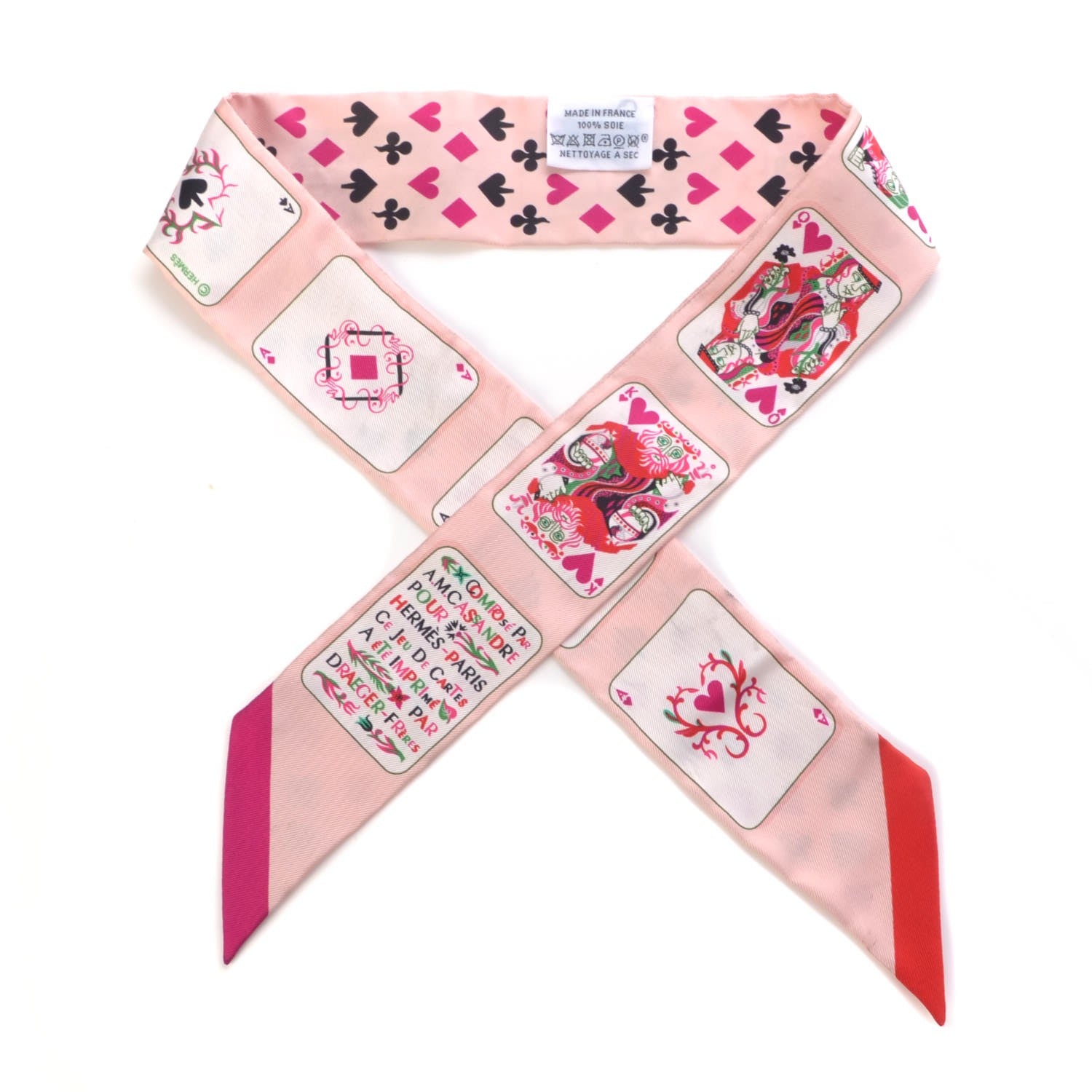 Hermes Silk Jeu de Cartes Twilly Rose Nacre Fuchsia Rouge 1 of 7
