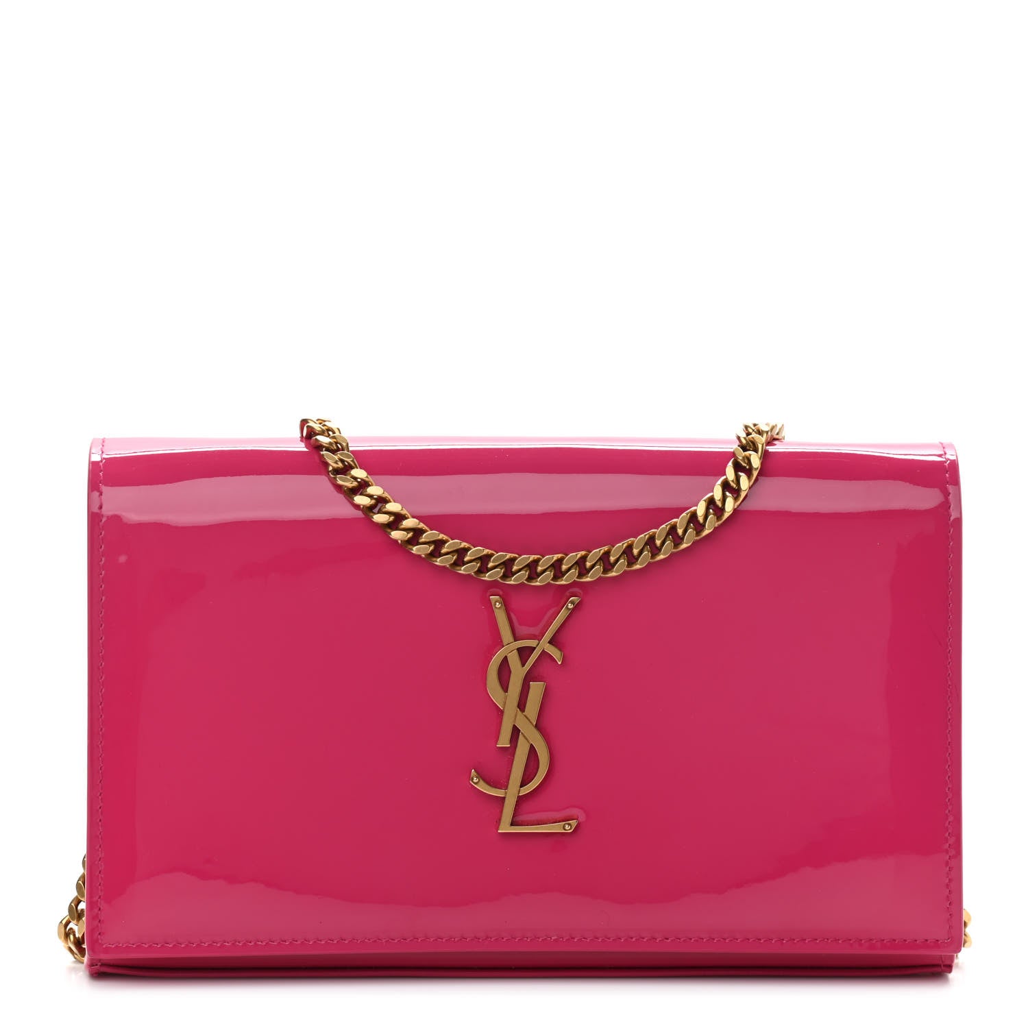 Saint Laurent Patent Calfskin Monogram Kate Wallet On Chain Fresh Fuxia 1 of 11