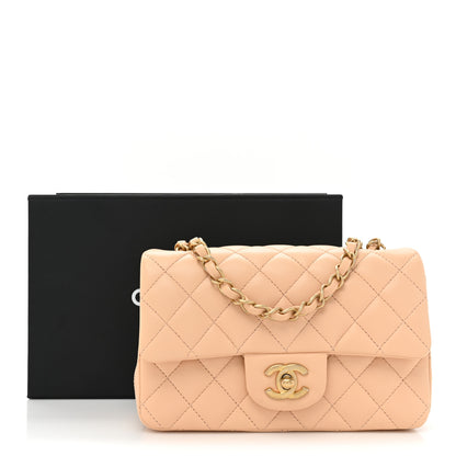 Chanel Lambskin Quilted Mini Rectangular Flap Beige 10 of 10