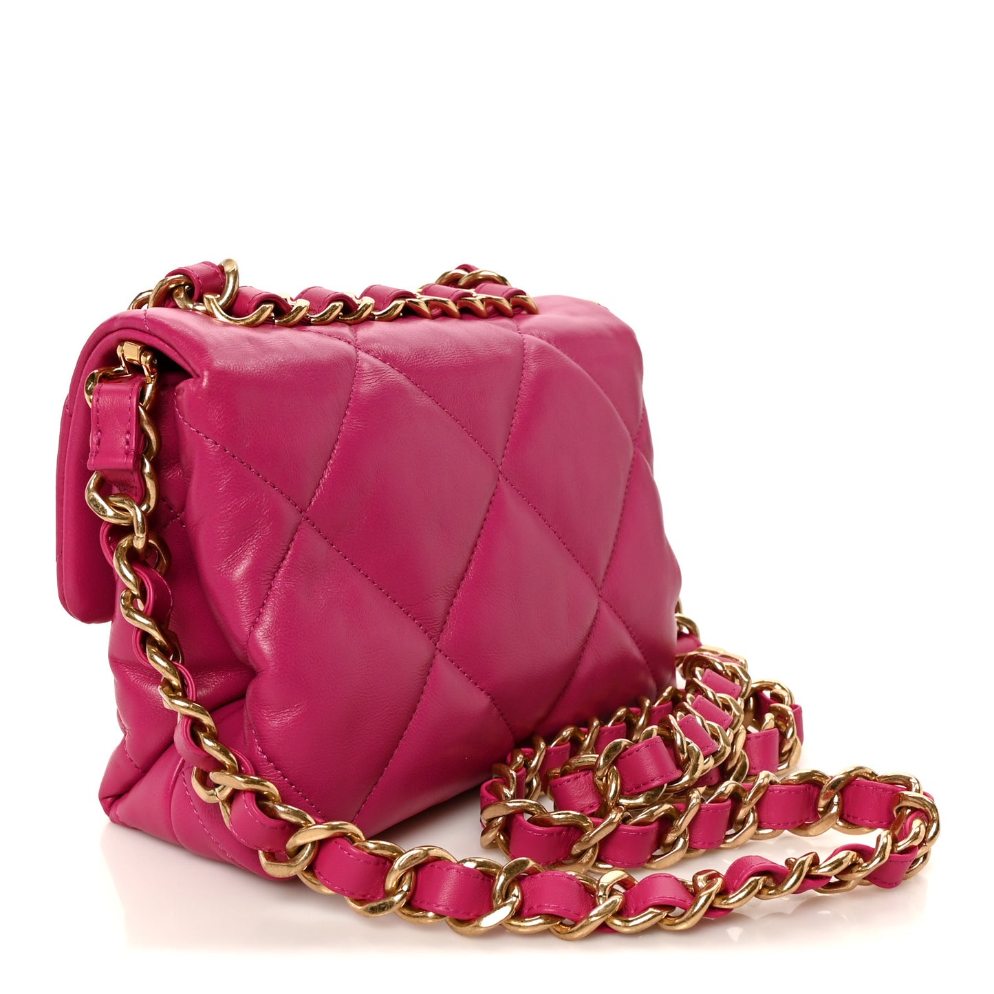 Lambskin Quilted Small Chain Top Handle Flap Fuchsia