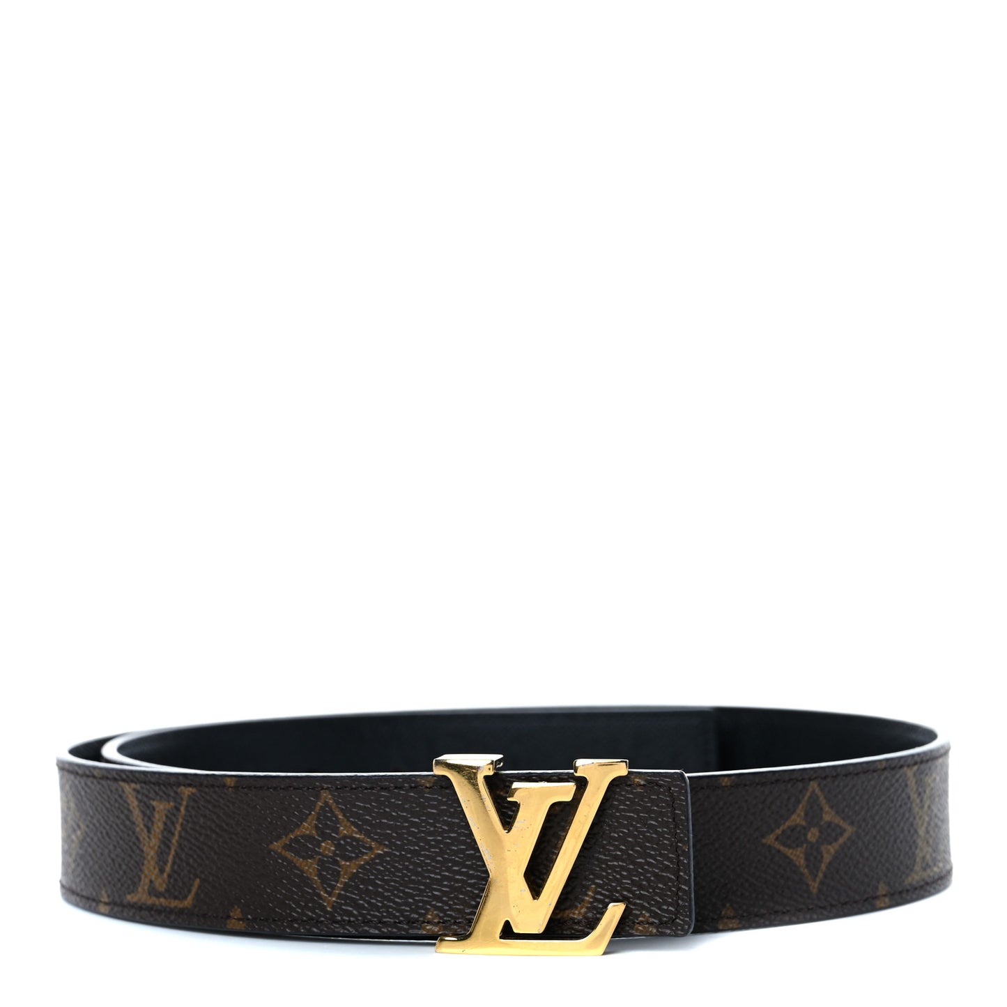 Calfskin Monogram 30mm LV Initiales Reversible Belt 75 30 Black