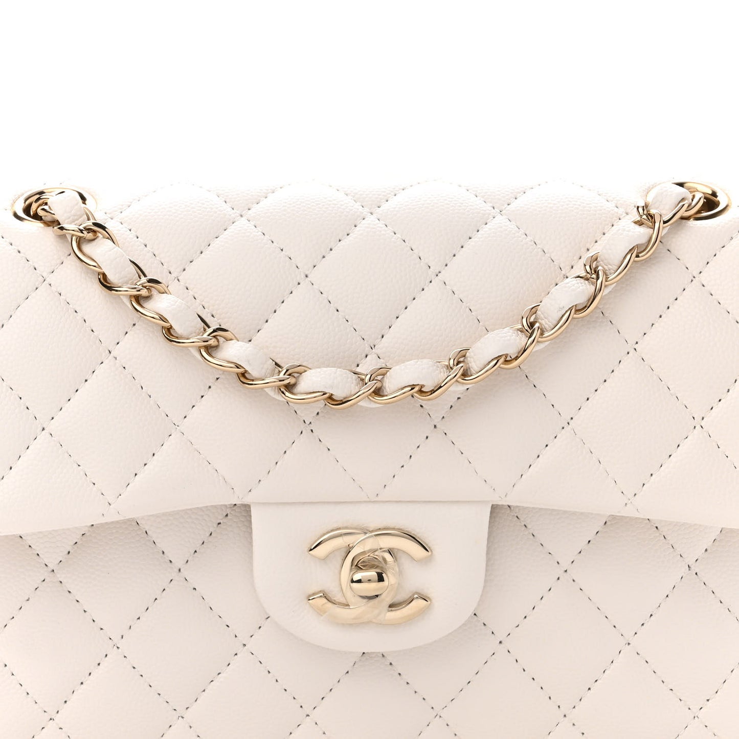 Caviar Quilted Small Double Flap White