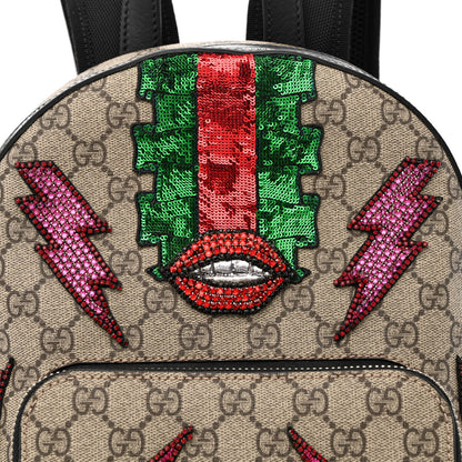 Gucci GG Supreme Monogram Lightning Embroidered Small Day Backpack Black 8 of 10