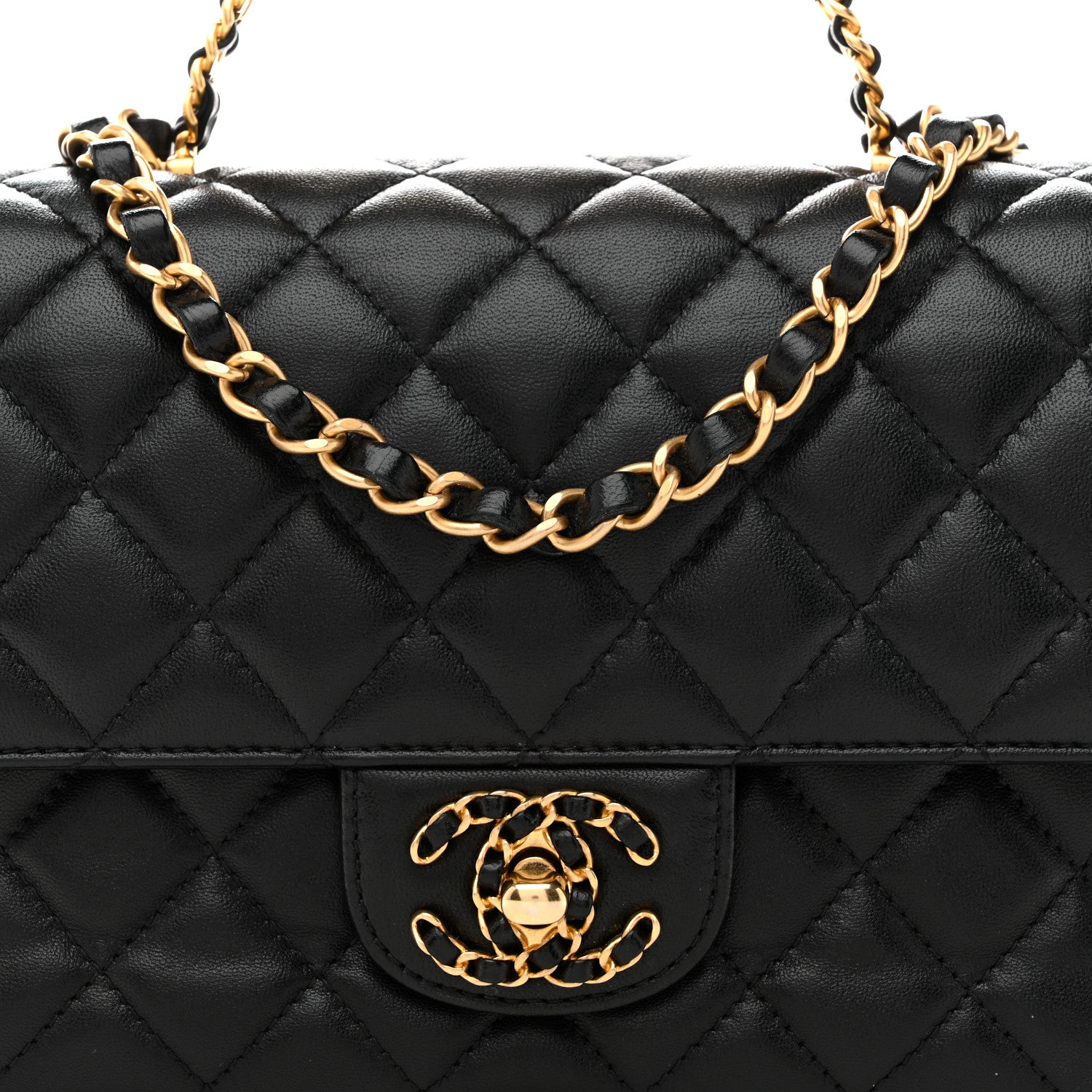 Chanel Lambskin Quilted Small Strass On Top Flap Bag Black 8 of 11