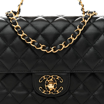 Chanel Lambskin Quilted Small Strass On Top Flap Bag Black 8 of 11
