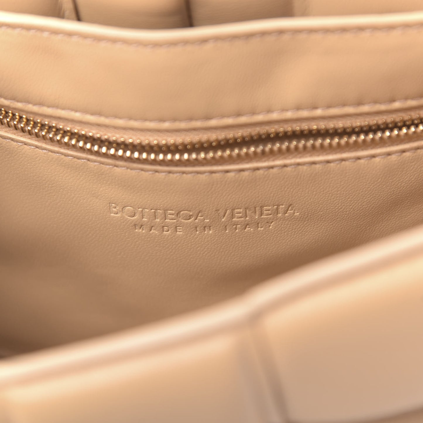 Nappa Maxi Intreccio Padded Cassette Crossbody Bag Almond