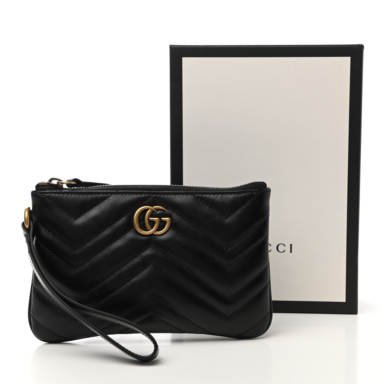 Gucci Calfskin Matelasse GG Marmont Wrist Wallet Black 8 of 10