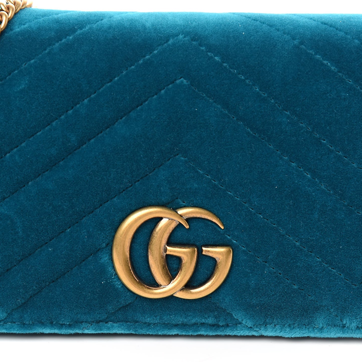 Velvet Matelasse GG Marmont Mini Bag Pavone Cyan