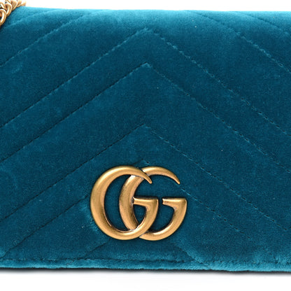 Gucci Velvet Matelasse GG Marmont Mini Bag Pavone Cyan 9 of 10