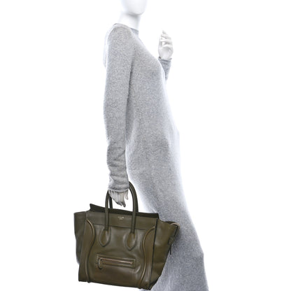 Celine Drummed Calfskin Mini Luggage Souris 2 of 11