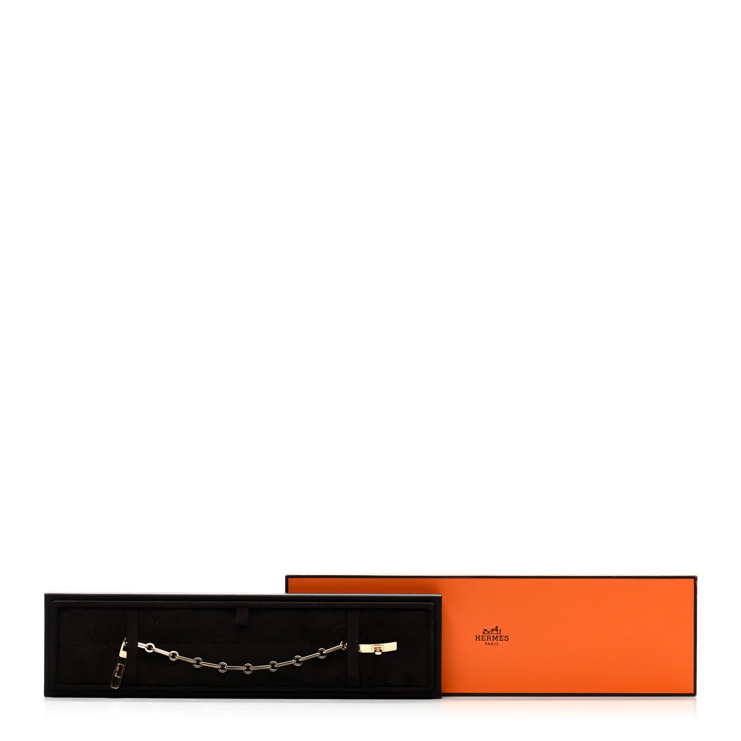 Hermes 18K Yellow Gold Diamond Pave PM Kelly Chaine Bracelet ST 4 of 4
