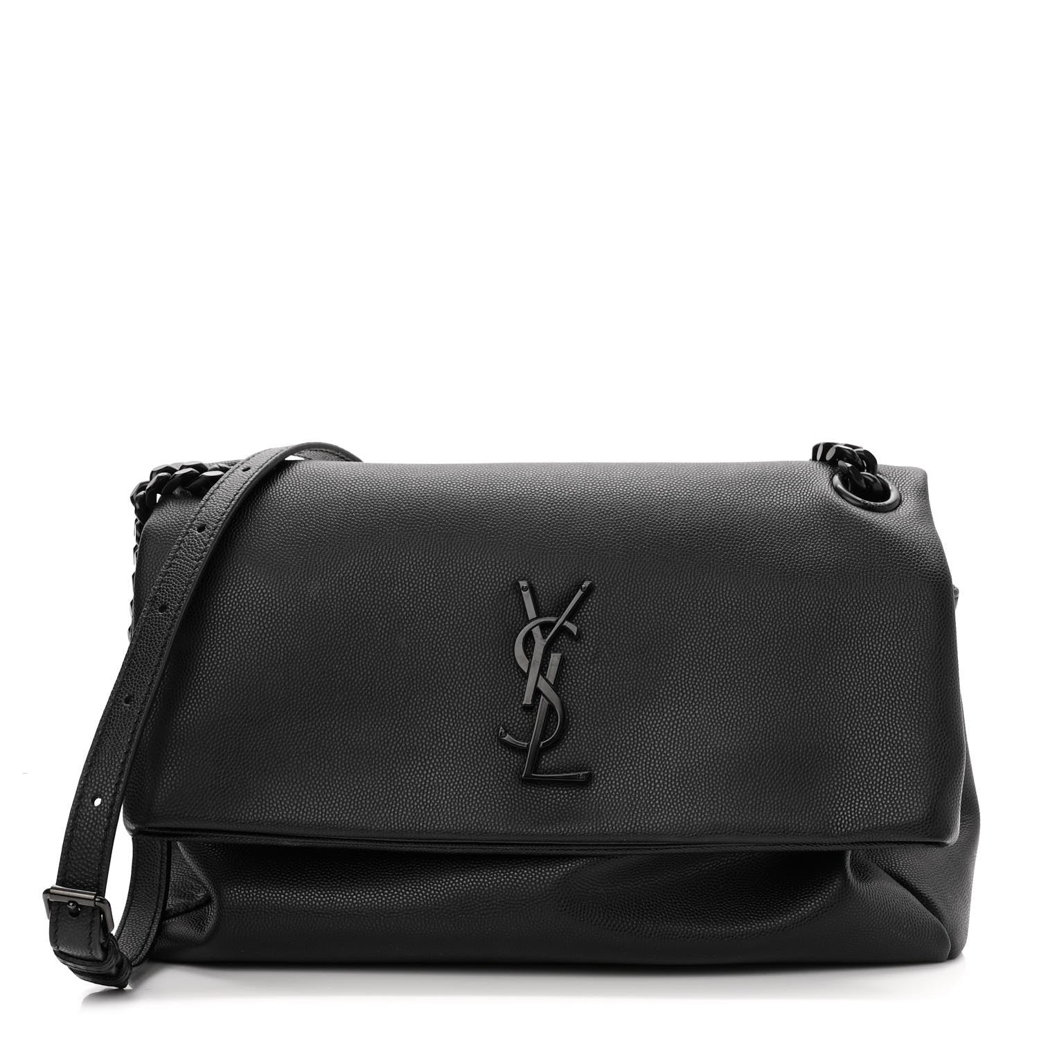 Saint Laurent Grain De Poudre Medium West Hollywood Monogram Fold-Over Black 1 of 11