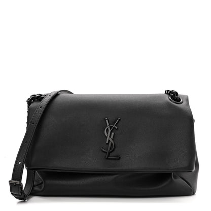 Saint Laurent Grain De Poudre Medium West Hollywood Monogram Fold-Over Black 1 of 11