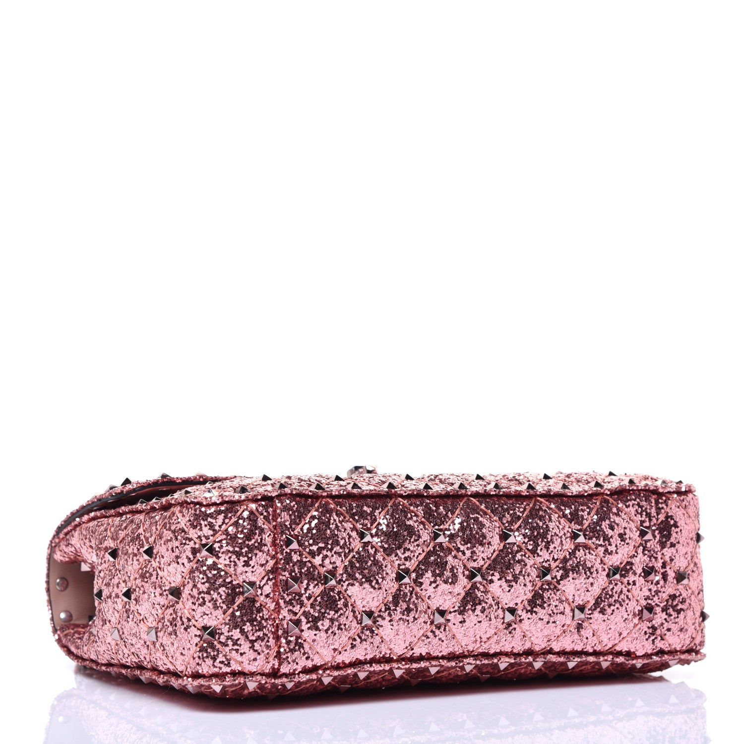 Valentino Garavani Glitter Medium Rockstud Spike Shoulder Bag Antique Pink 4 of 9