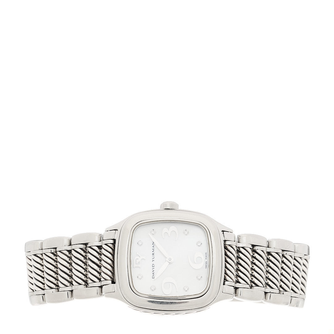 David Yurman Stainless Steel Diamond Mother of Pearl 25mm Thoroughbred Quartz Watch 2 of 4