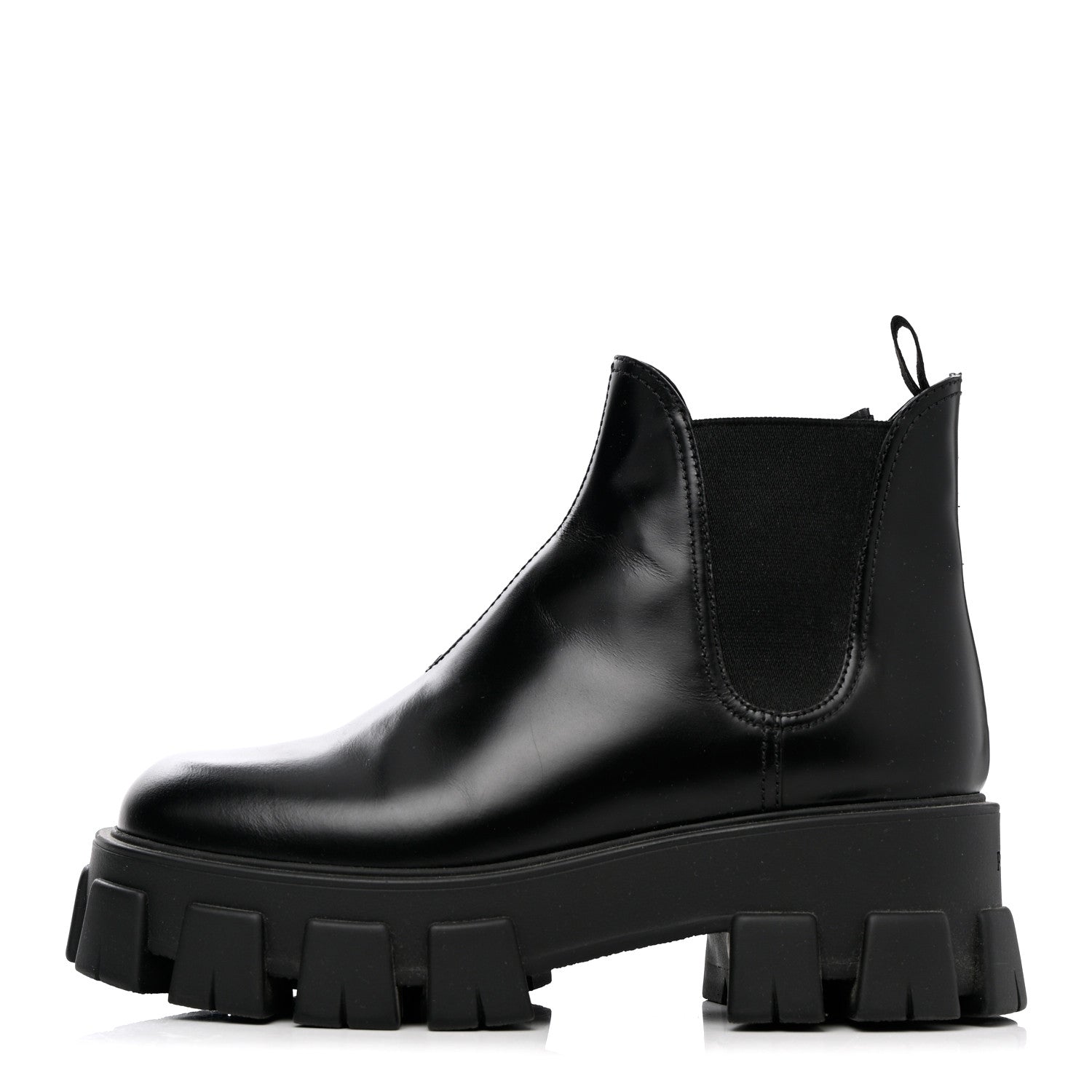 Prada Spazzolato Rois Monolith Chelsea 55mm Ankle Boots 37.5 Black 1 of 16