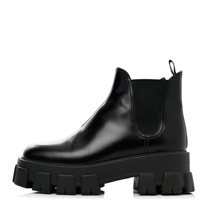 Prada Spazzolato Rois Monolith Chelsea 55mm Ankle Boots 37.5 Black 1 of 16