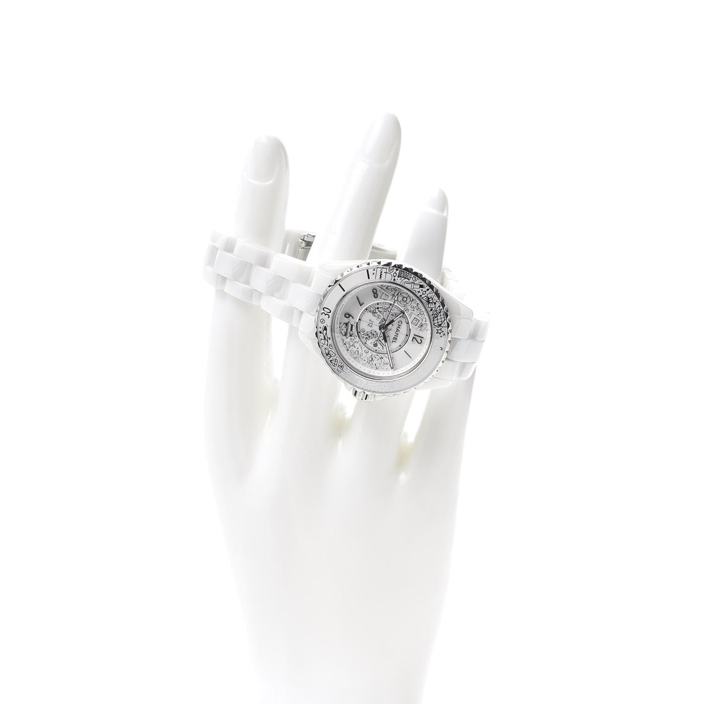 Stainless Steel Ceramic Diamond 33mm J12 Limited Edition Quartz Watch White