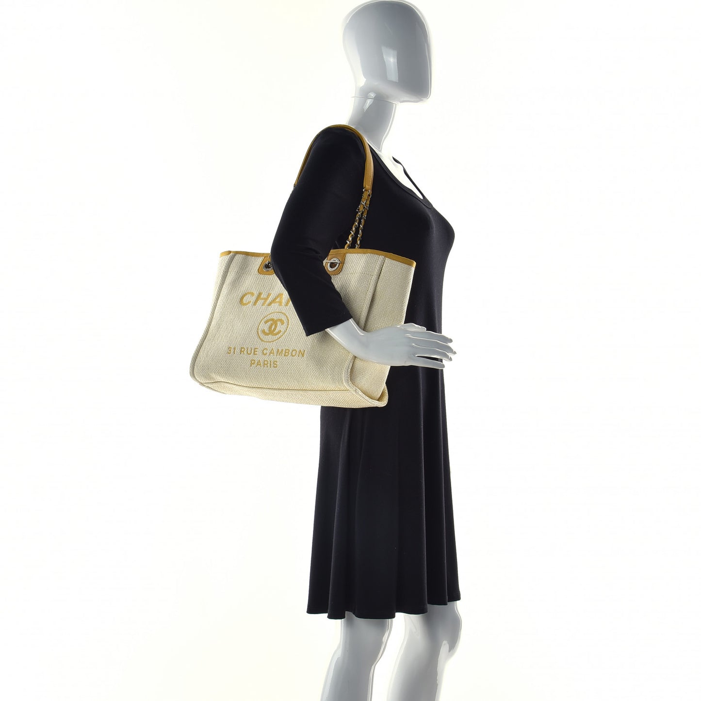 Woven Straw Raffia Small Deauville Tote Yellow