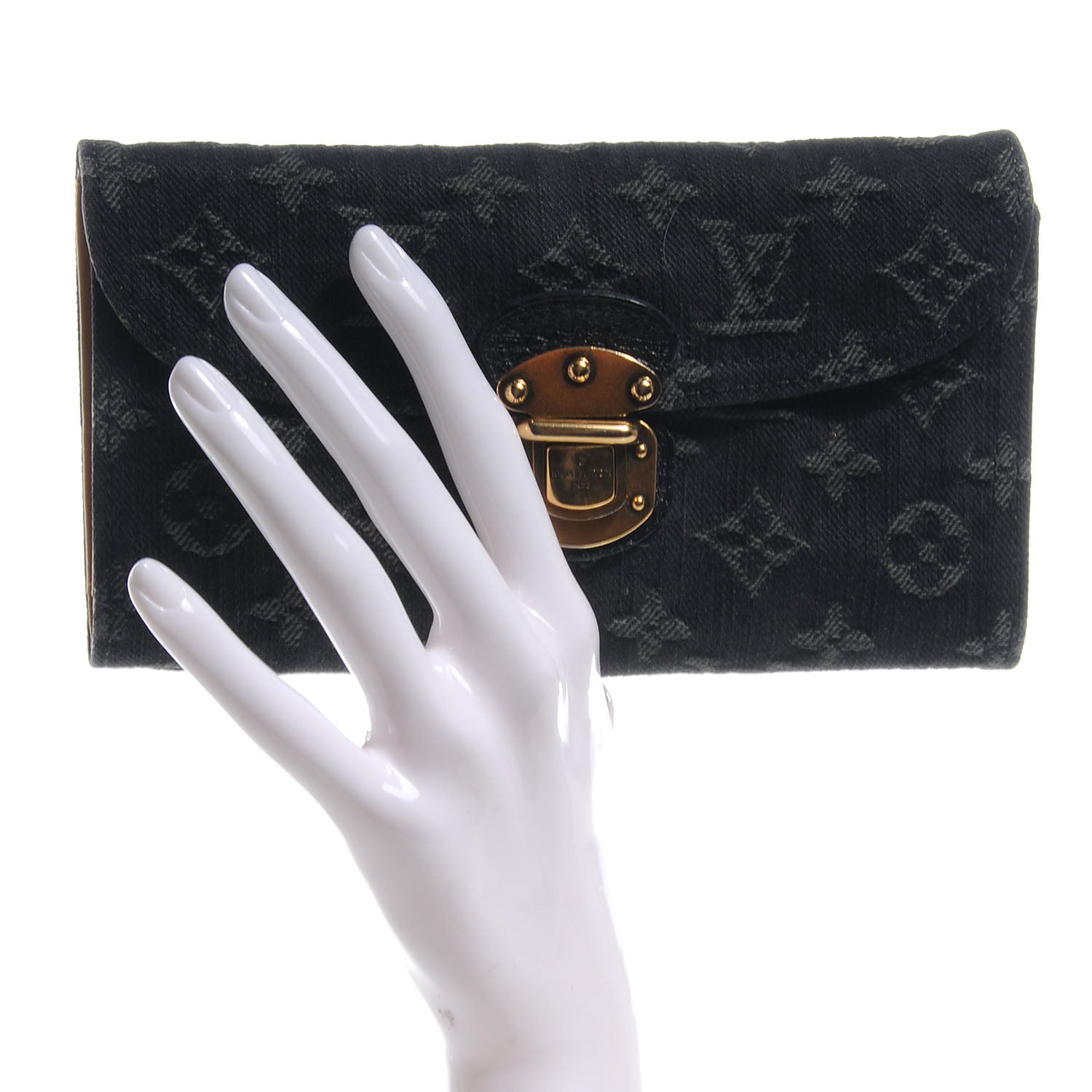Louis Vuitton Denim Amelia Wallet Black 2 of 7