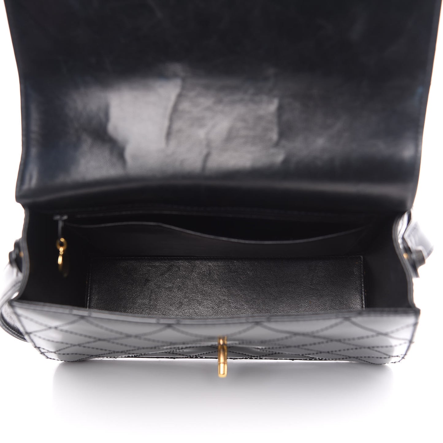Patent Quilted CC Shoulder Bag Black