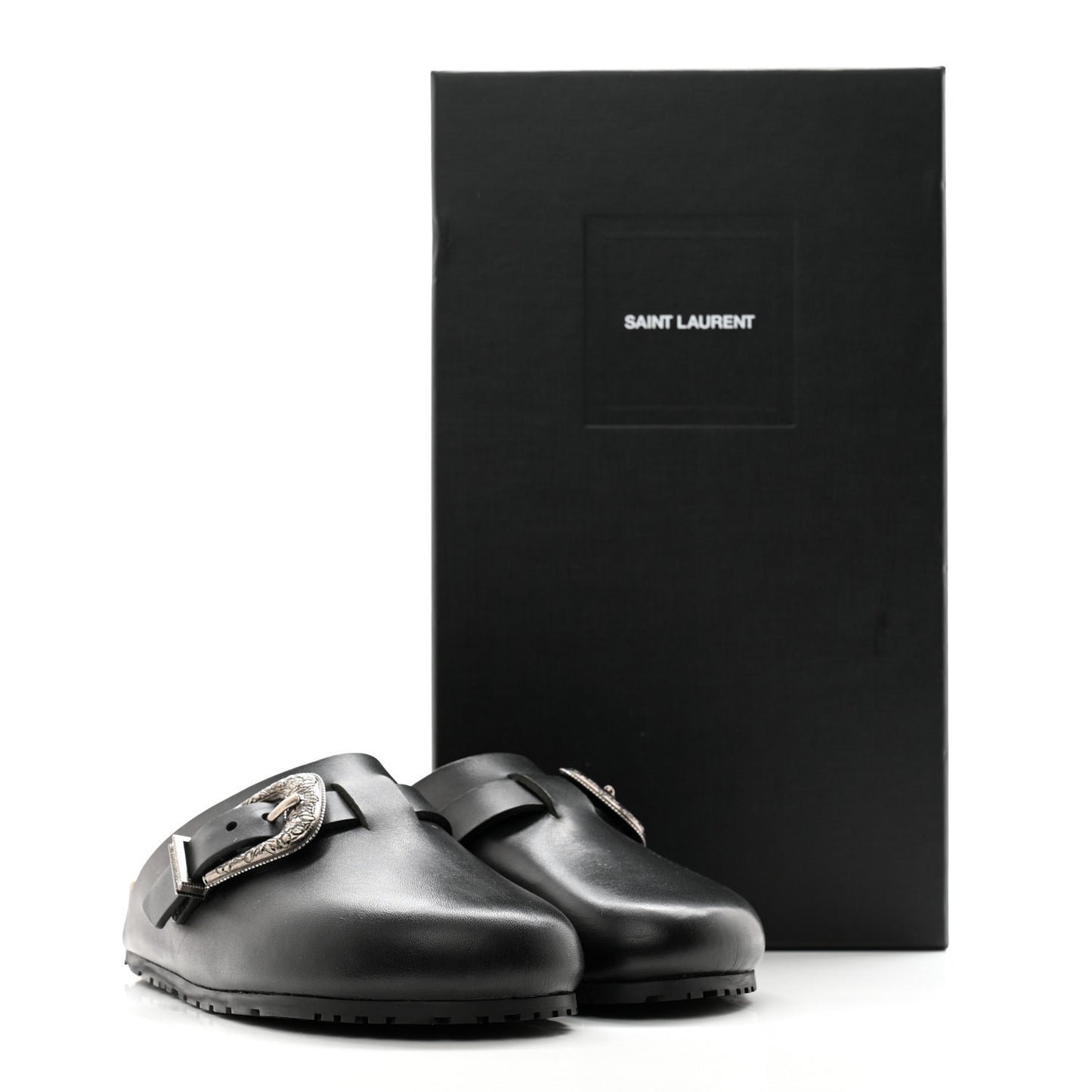 Calfskin Buckle Jimmy Clog 38.5 Black