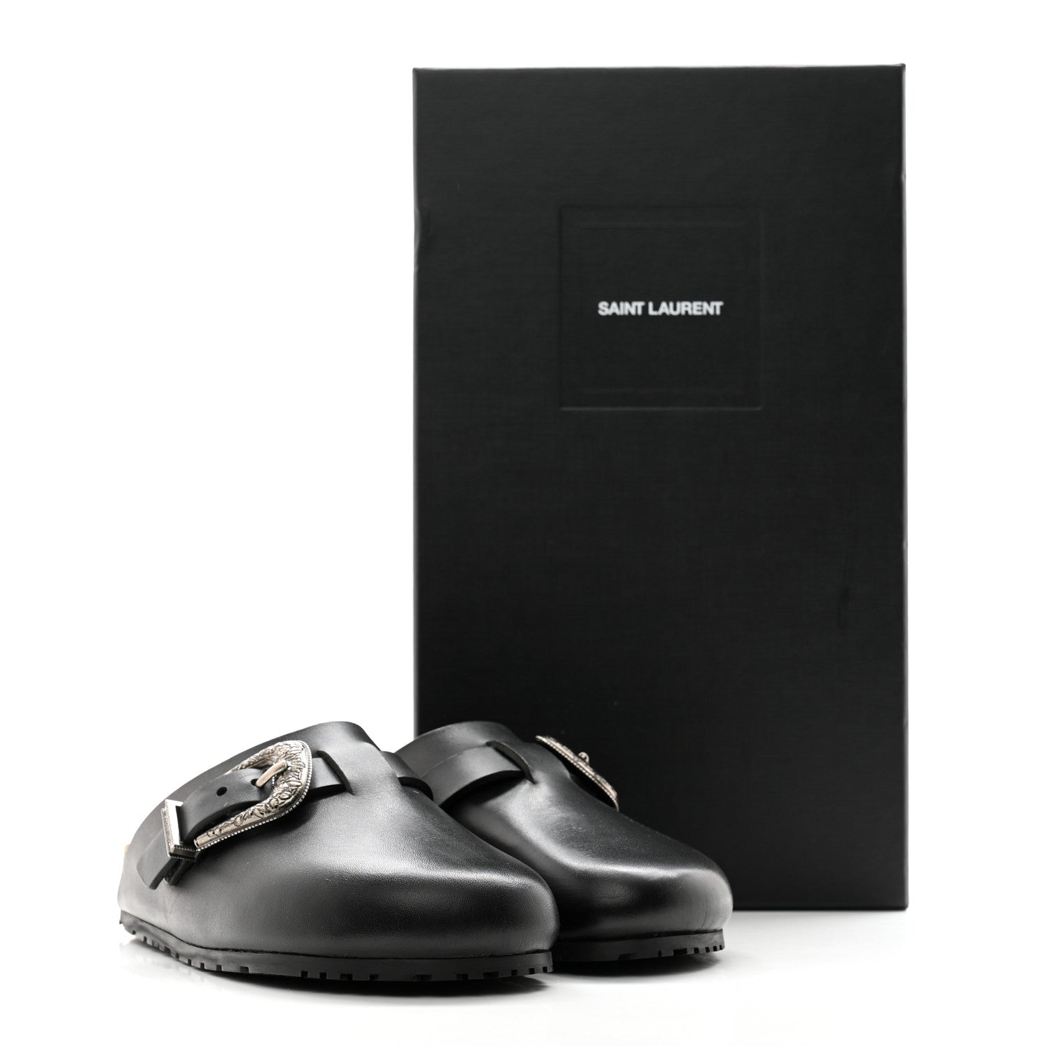 Saint Laurent Calfskin Buckle Jimmy Clog 38.5 Black 11 of 11