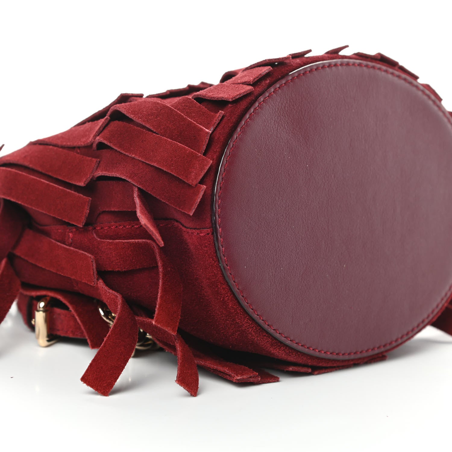Burberry Suede Fringe Mini Bucket Bag Cherry 10 of 12