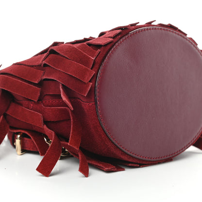Burberry Suede Fringe Mini Bucket Bag Cherry 10 of 12