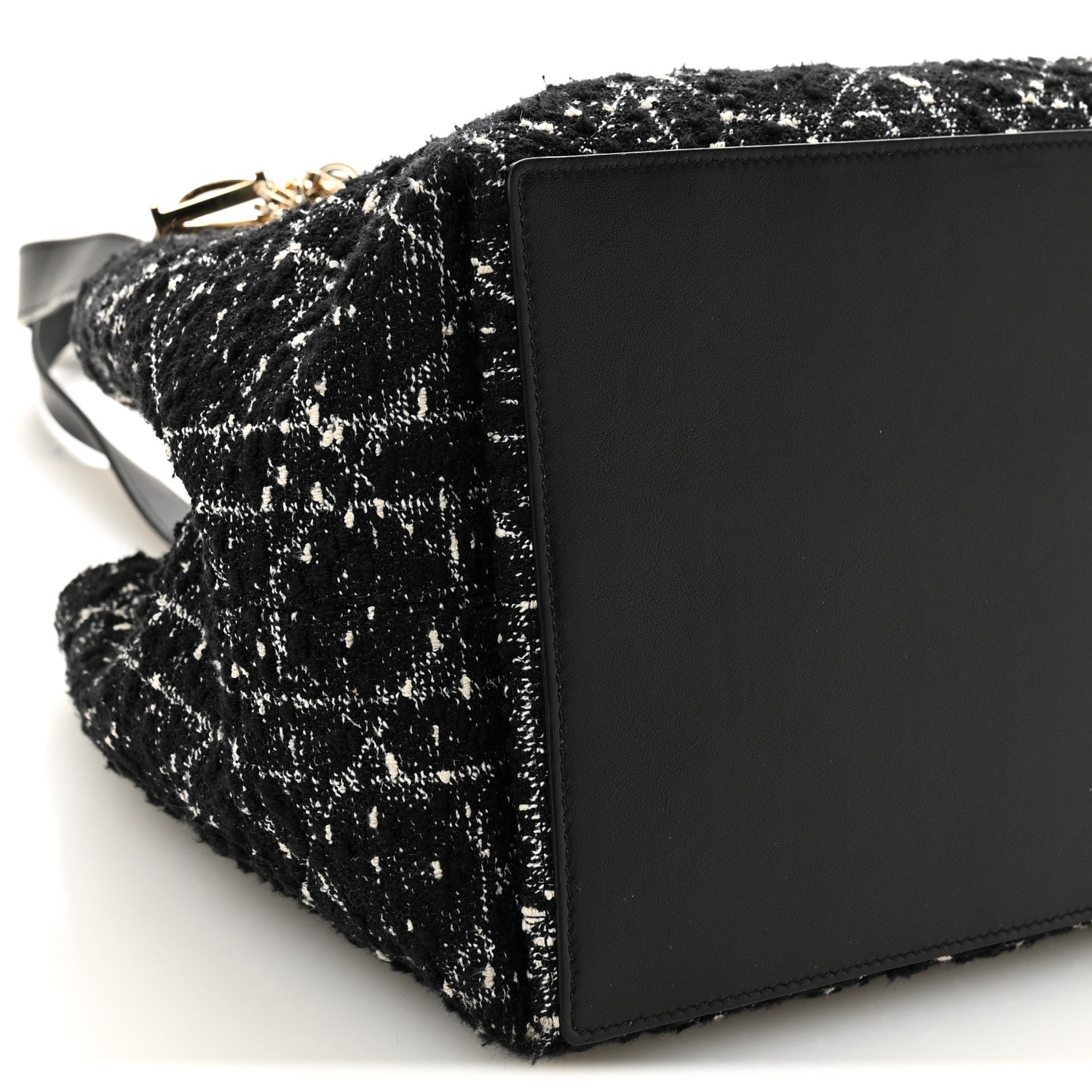 Christian Dior Calfskin Tweed Cannage Medium Toujours  Black White 18 of 23
