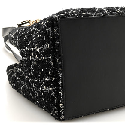 Christian Dior Calfskin Tweed Cannage Medium Toujours  Black White 18 of 23