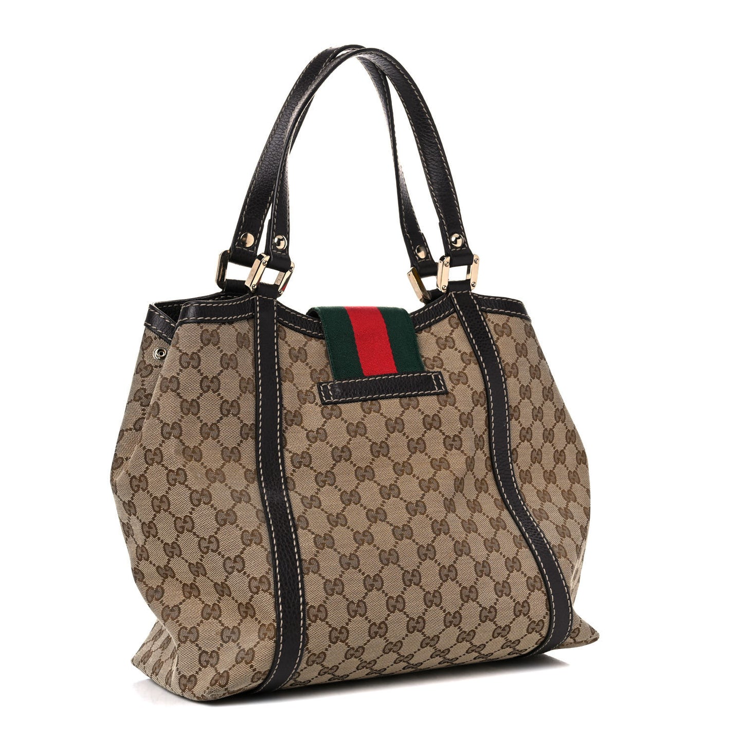Monogram New Ladies Web Tote Dark Brown