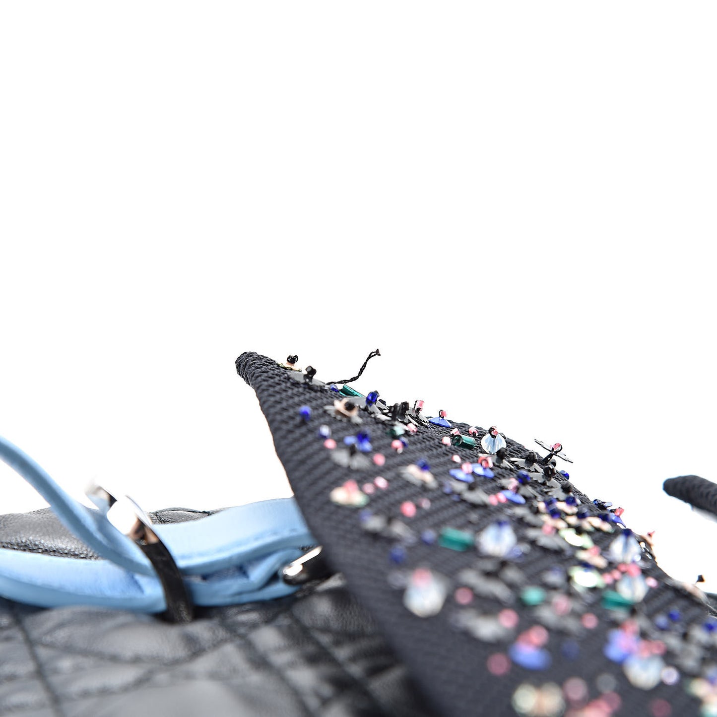 Lambskin Cannage Embellished Small Stardust Backpack Light Blue Black